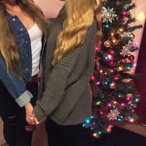 Big grey knitted sweater